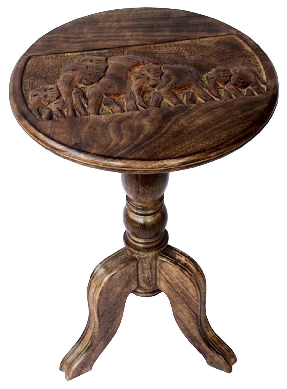 Mango Wood Elephant Design Wine Table 56cm