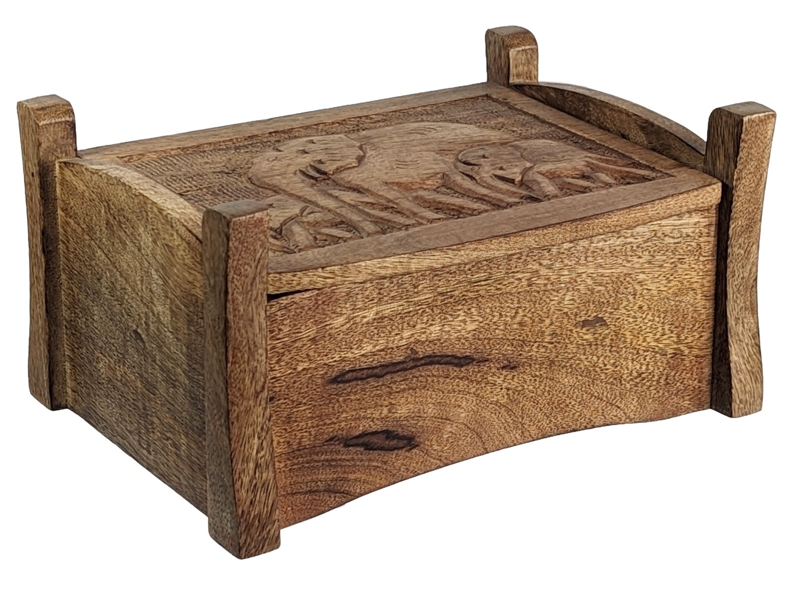 Mango Wood Elephant Jewel Box 27cm
