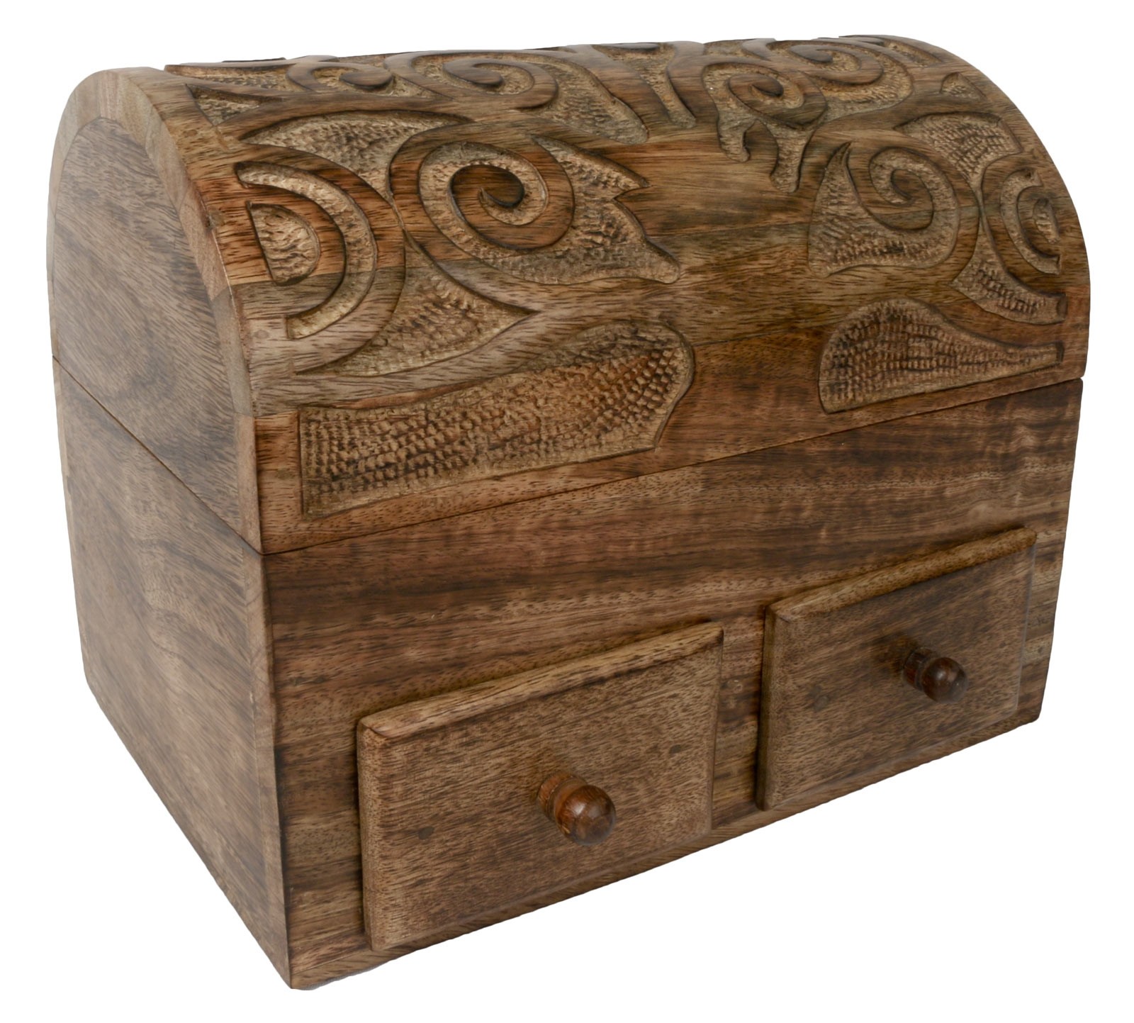 Mango Wood Tree Of Life Dome Top Box with 2 Drawers 25.5cm