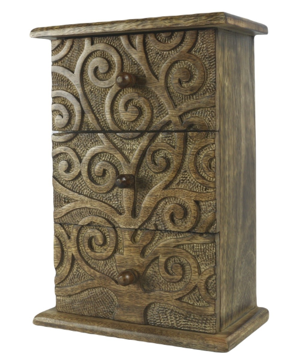 Mango Wood 3 Drawer Tree of Life Chest 28cm