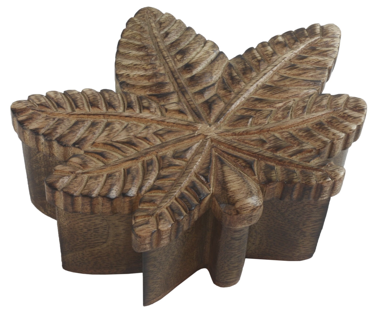 Cannabis Leaf  Mango Wood Box 14cm