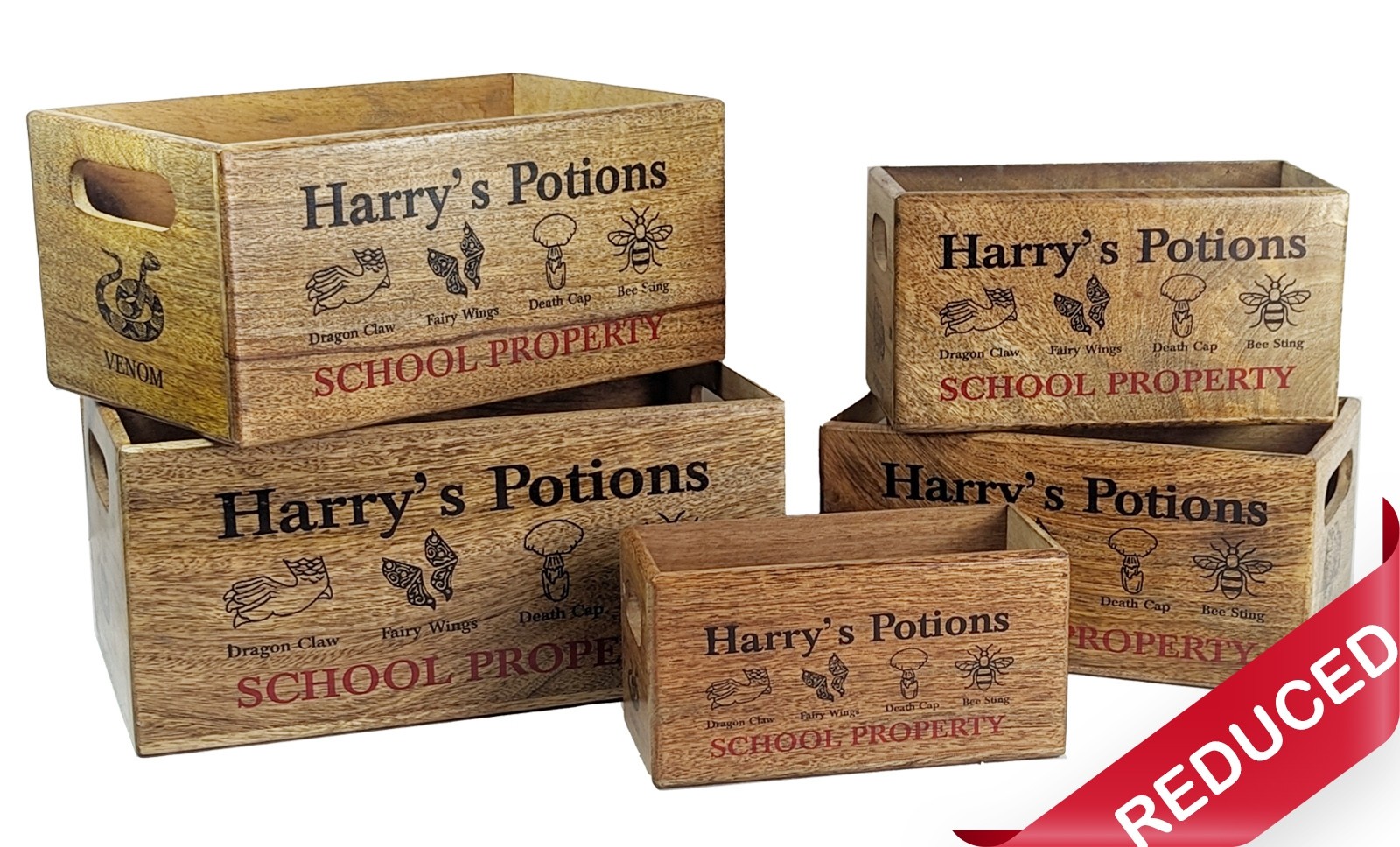 Set of 5 Mango Wood Harry's Crates 34cm