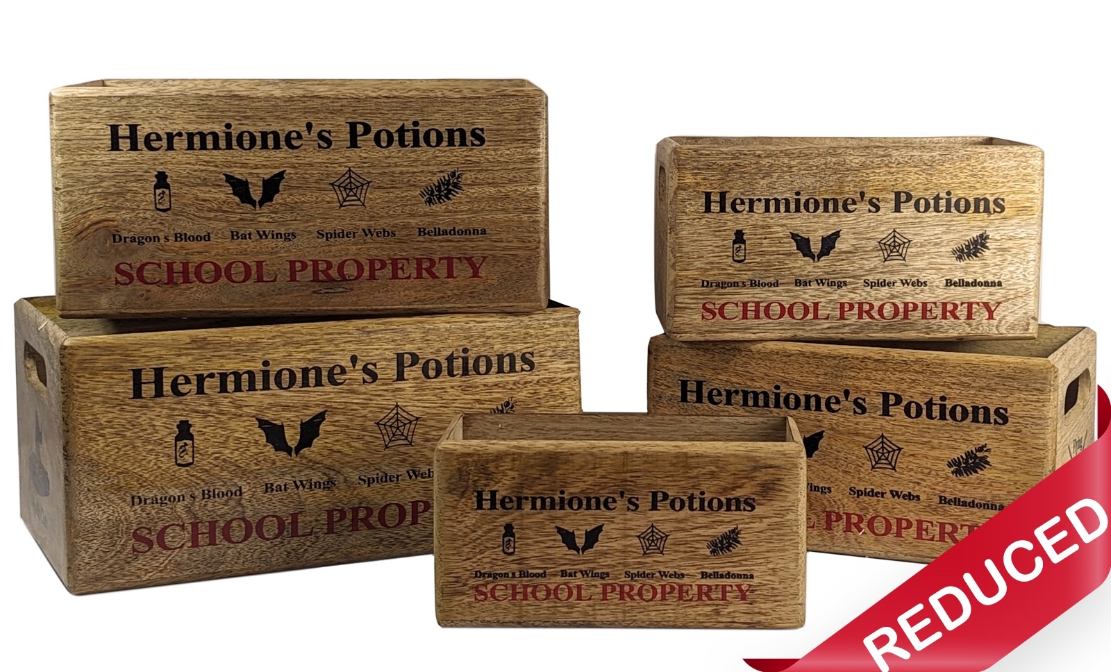 Set of 5 Mango Wood Hermione's Crates 34cm