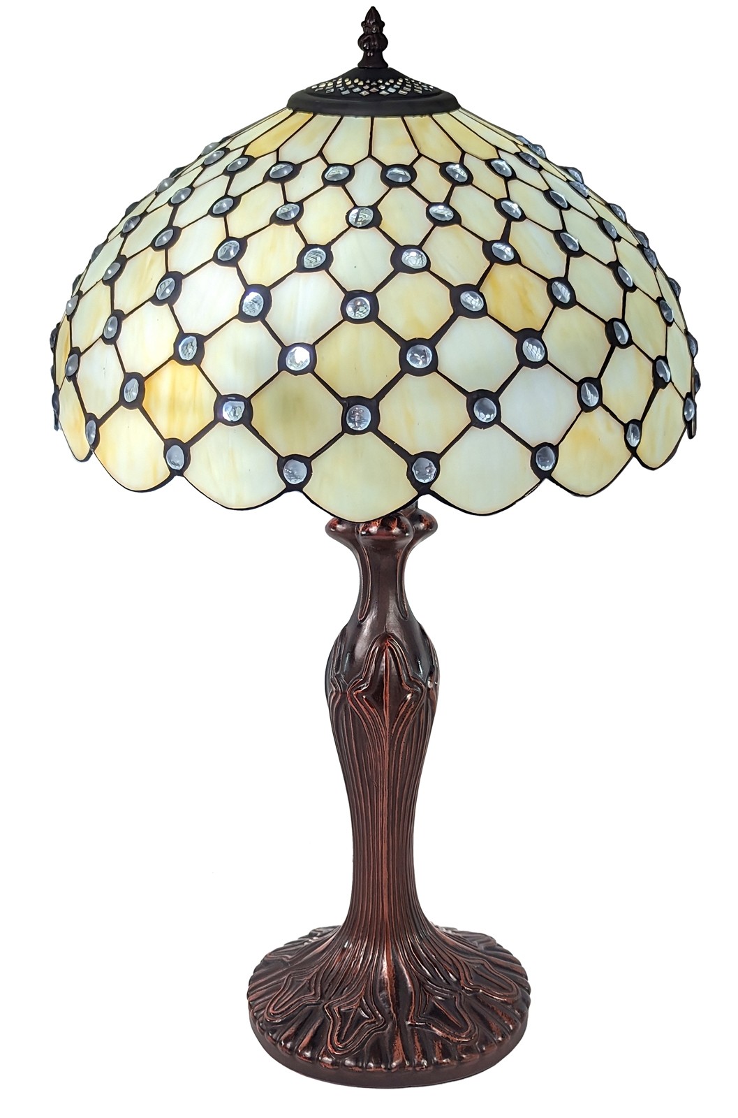 Cream Jewelled Tiffany Table Lamp 59cm (Large)