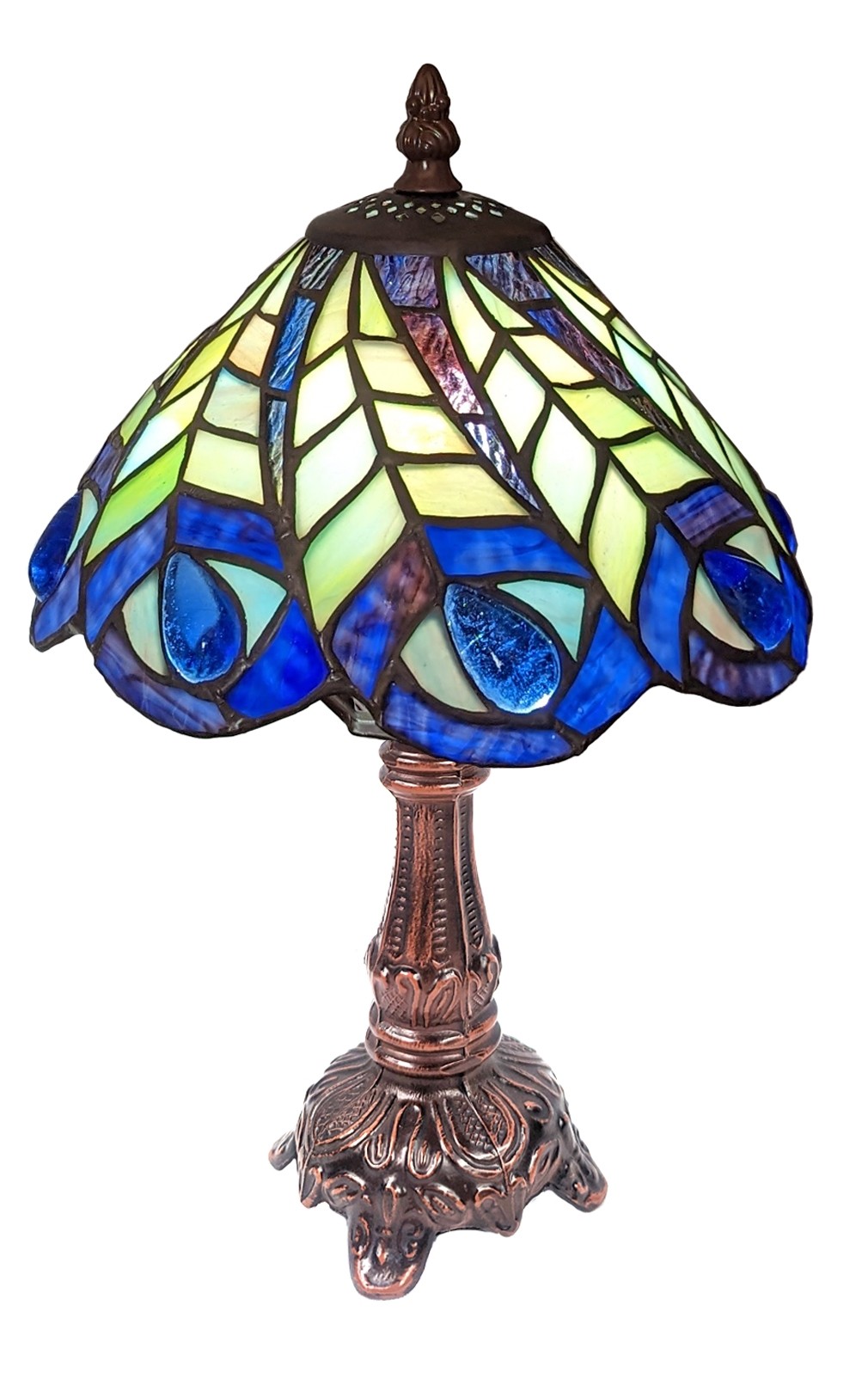 Peacock Tiffany Table Lamp (Small) 30cm