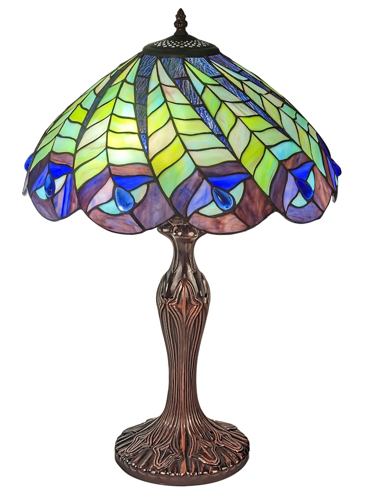 Peacock Tiffany Table Lamp (Large) 59cm