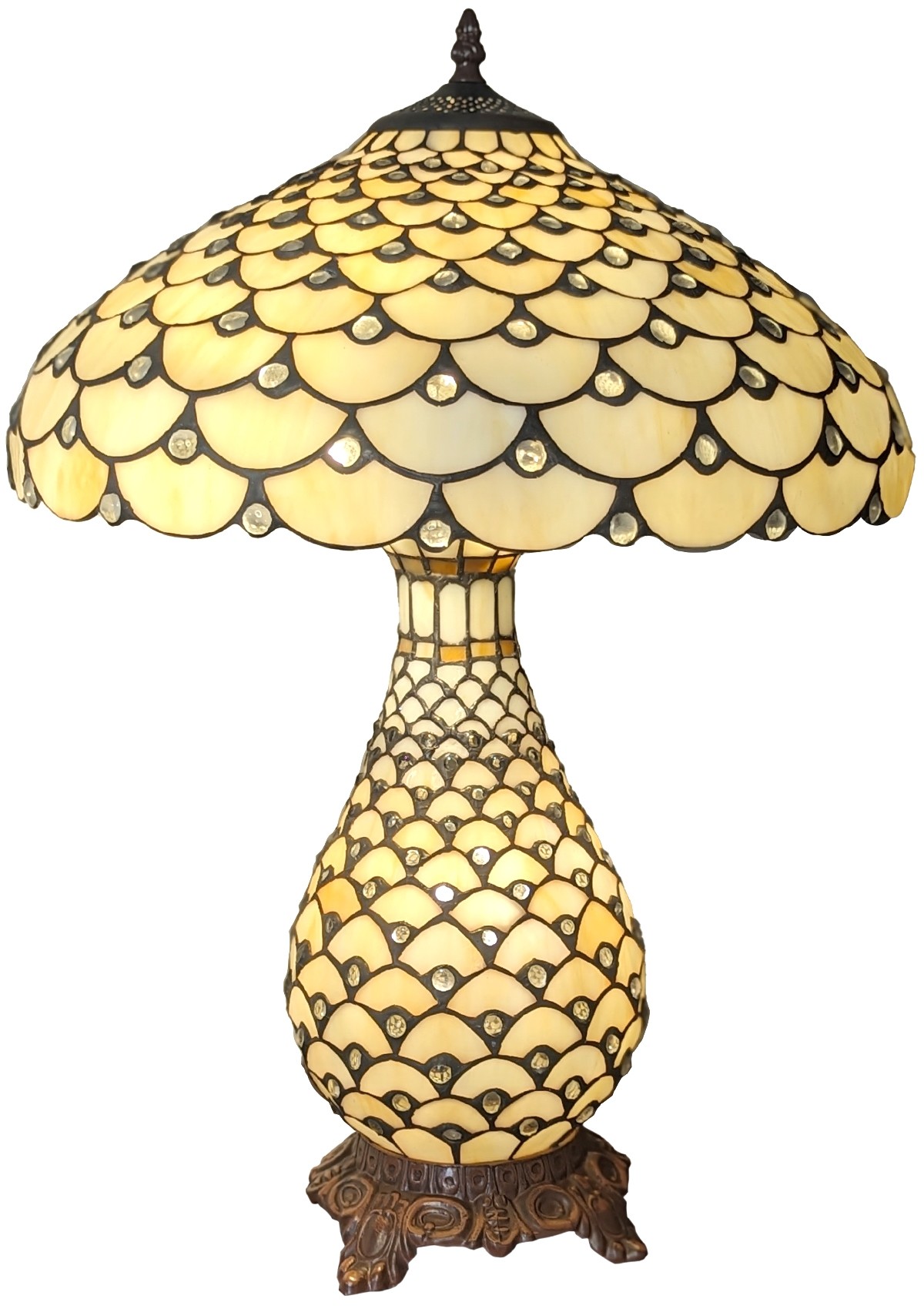 Cream Jewelled Tiffany Umbrella Table Lamp 59cm