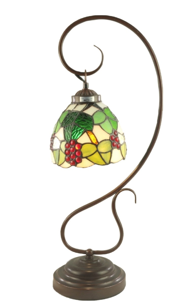 Grape Tiffany Lamp On Scroll Base 58cm With 15cm Shade Dia 