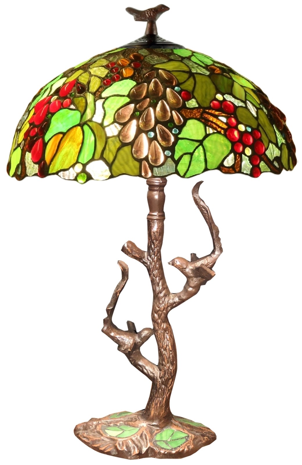 64cm Tiffany Style Grape Table Lamp With Tree / Mosaic Base 