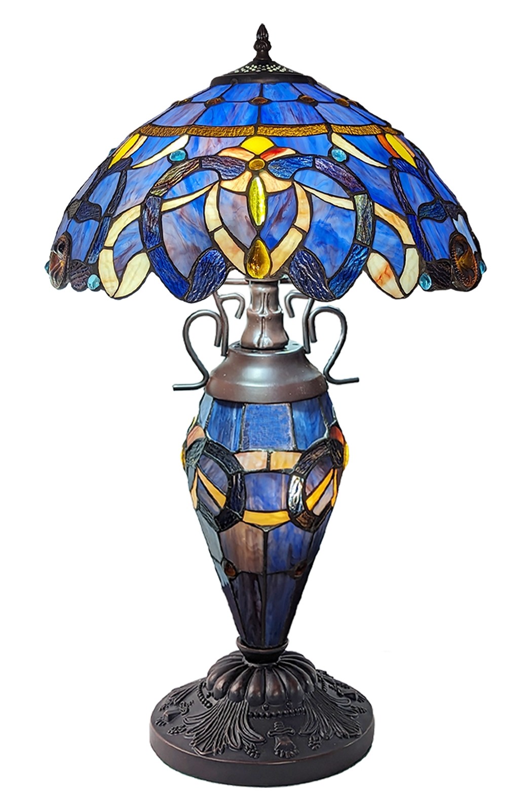 Art Nouveau Double Lamp With Resin Base 56cm Medium - New Design