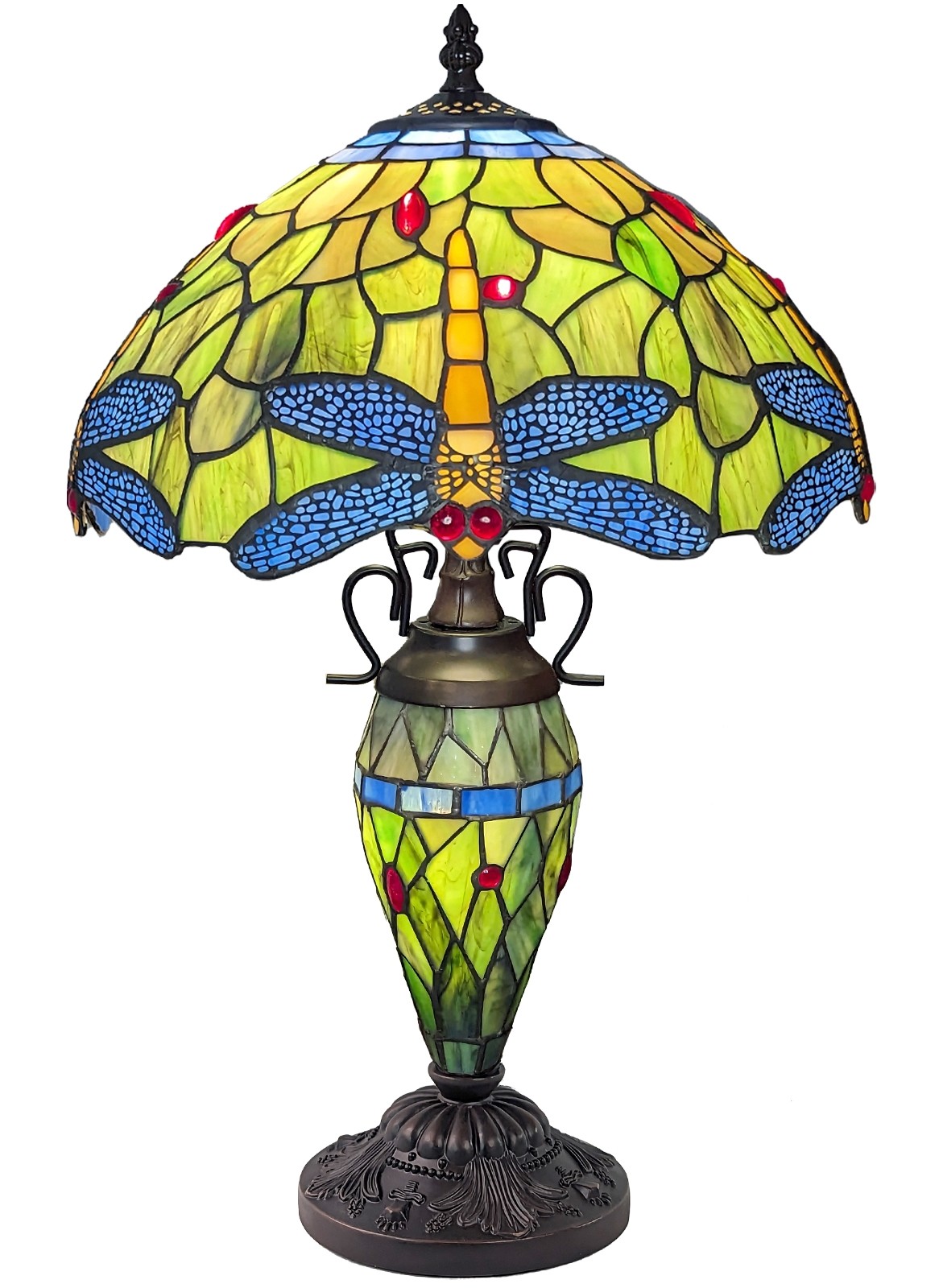 Double Lamp With Resin Base 60cm Large - Dragonfly Design
