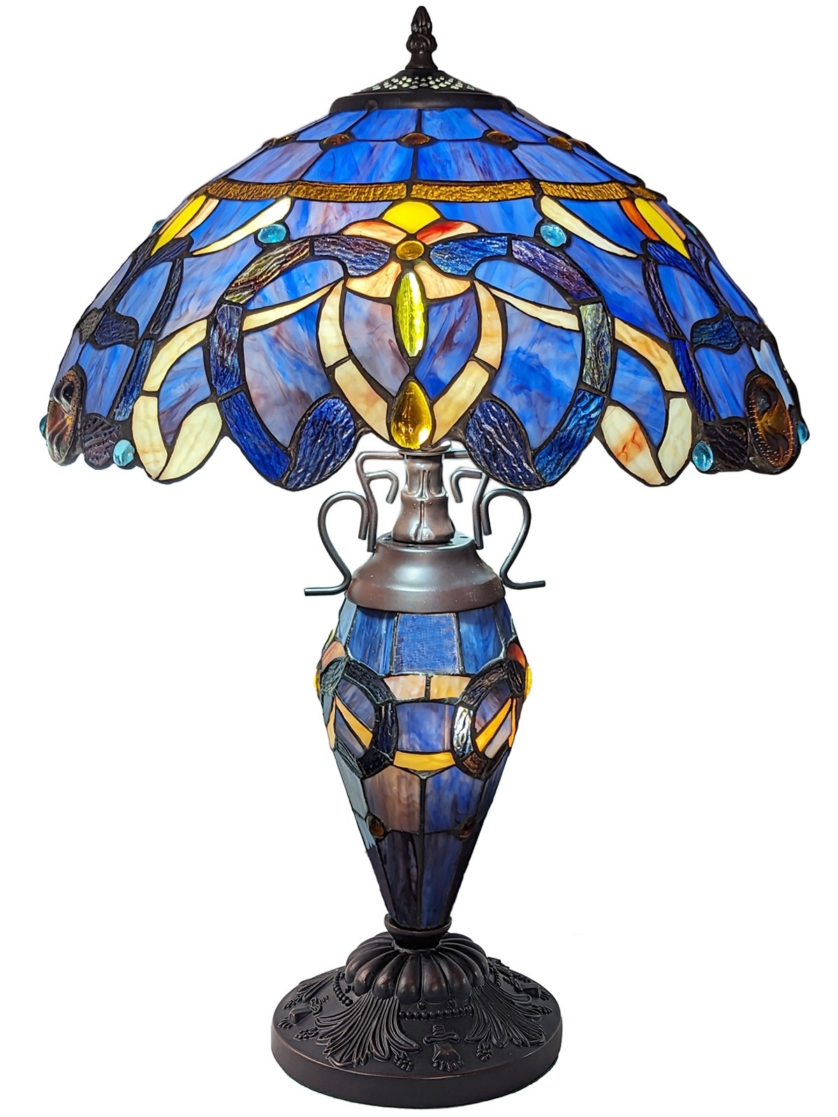 Art Nouveau Double Lamp With Resin Base 60cm Large - New Design