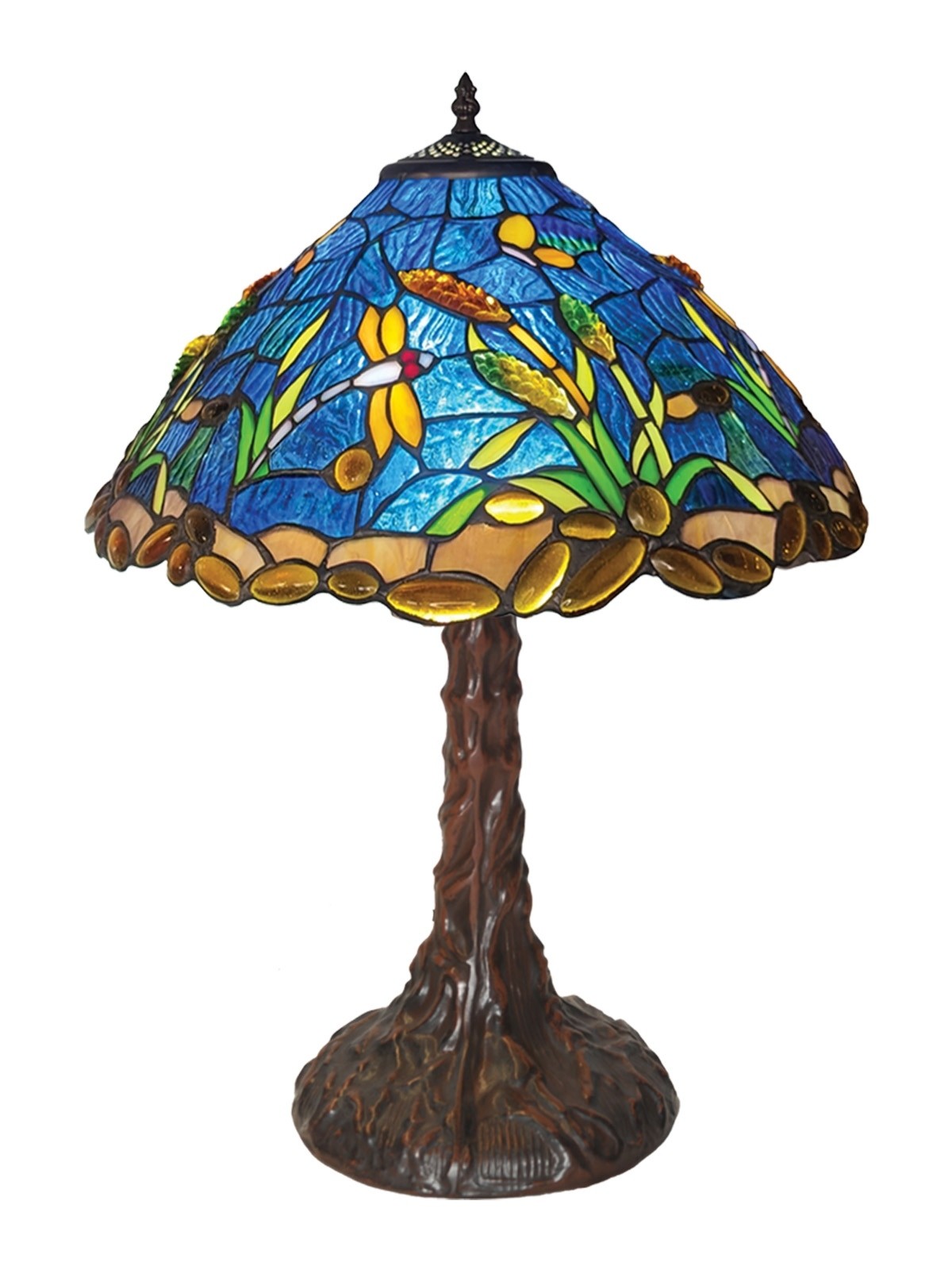 Riverbank and Dragonfly Tiffany Table Lamp (Medium) 43cm