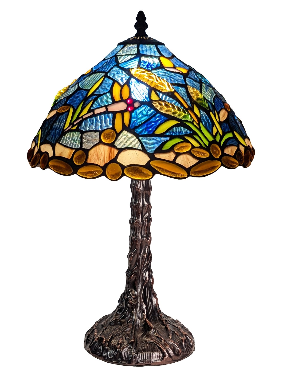 Riverbank and Dragonfly Tiffany Table Lamp (Medium) 43cm