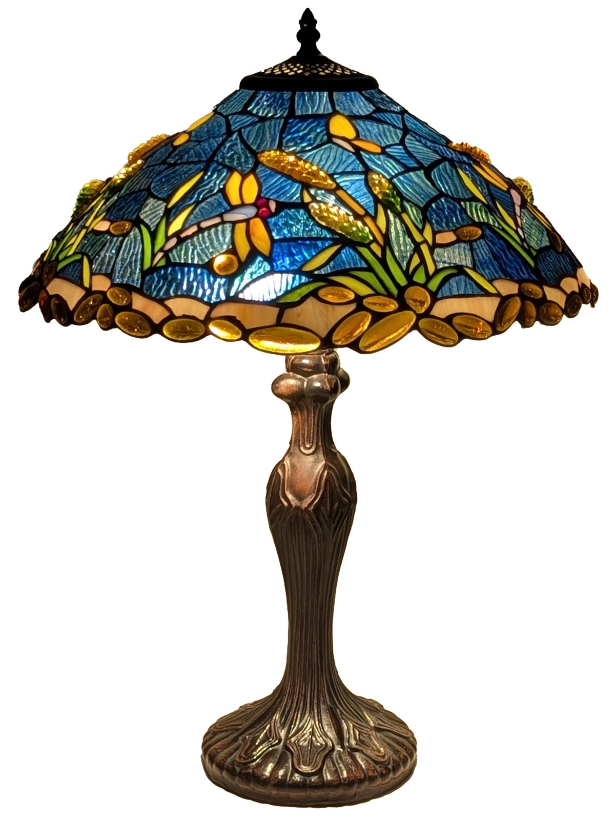 Riverbank and Dragonfly Tiffany Table Lamp 59cm (Large)