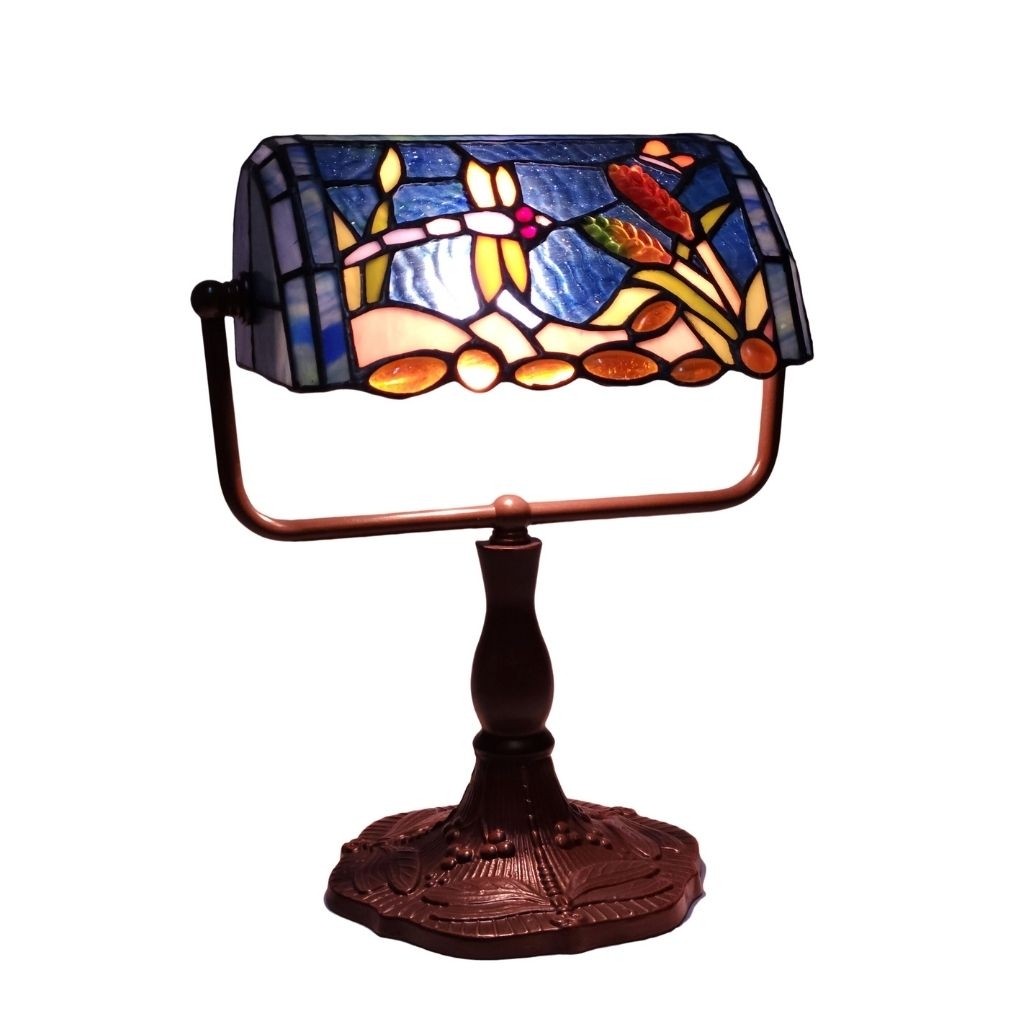 Bankers Lamp - Riverbank Dragonfly Design