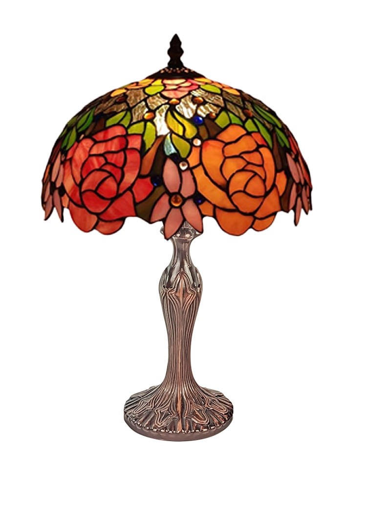 Rose Snowdrop Tiffany Table Lamp 46cm 