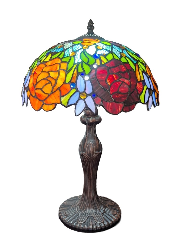 Rose Snowdrop Tiffany Table Lamp 46cm 