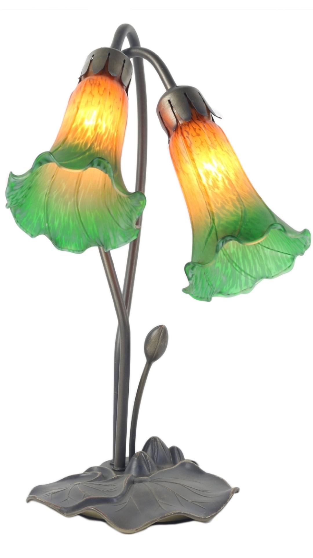 Double Lily Lamp Amber/Green - 40cm