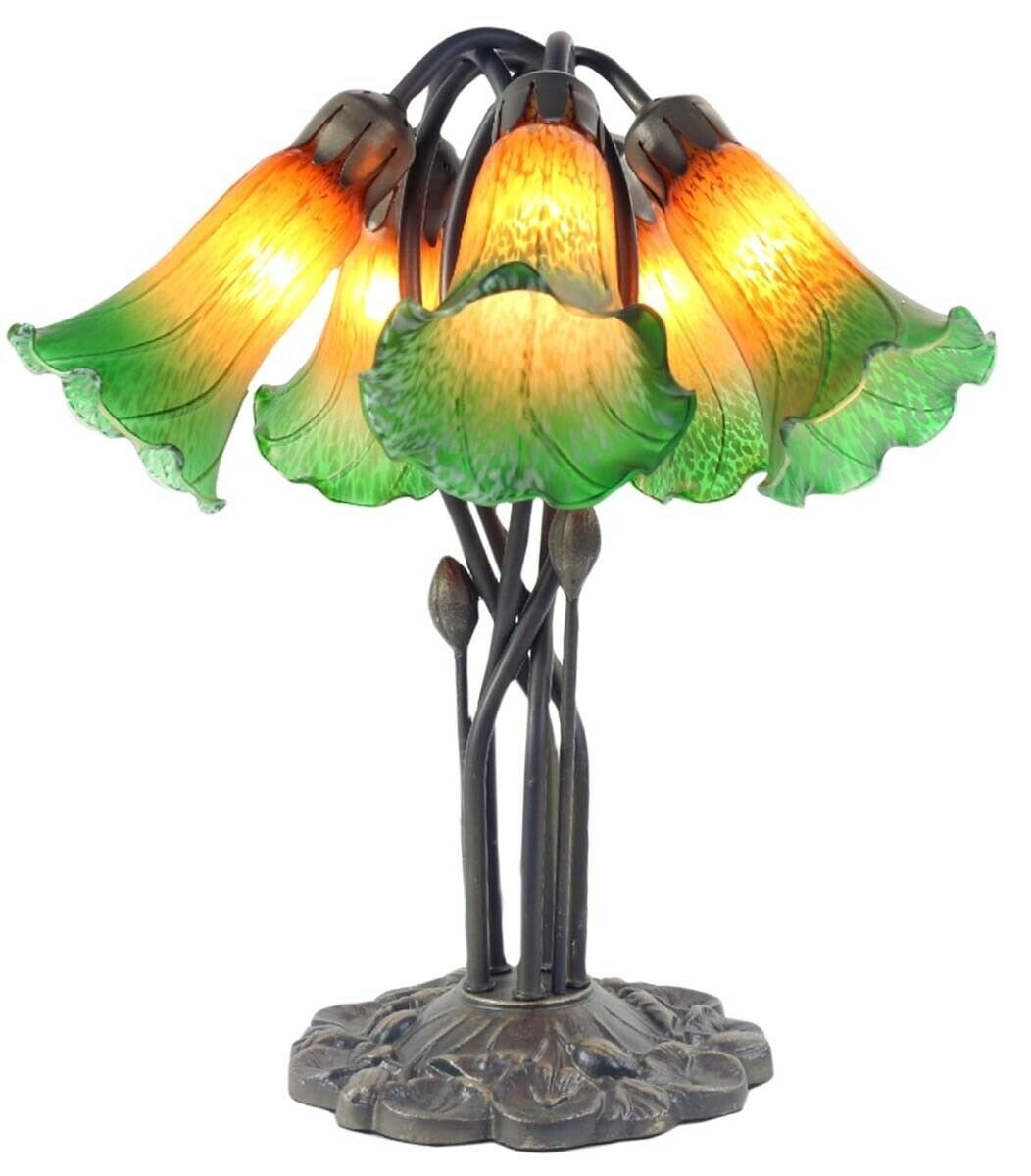 5 Shade Lily Lamp Amber/Green - 43cm