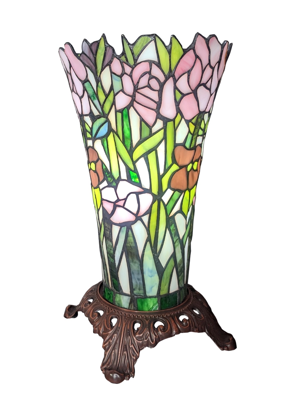 Vase Shaped Rose Tiffany Table Lamp 32.5cm 