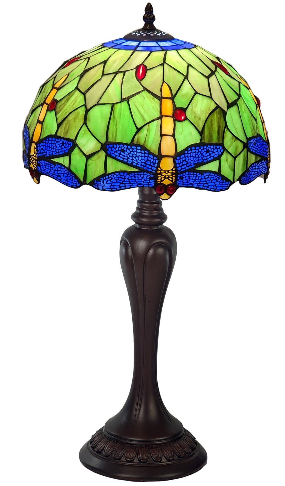 59cm Blue Dragonfly Design Tiffany Table Lamp with Serene Base