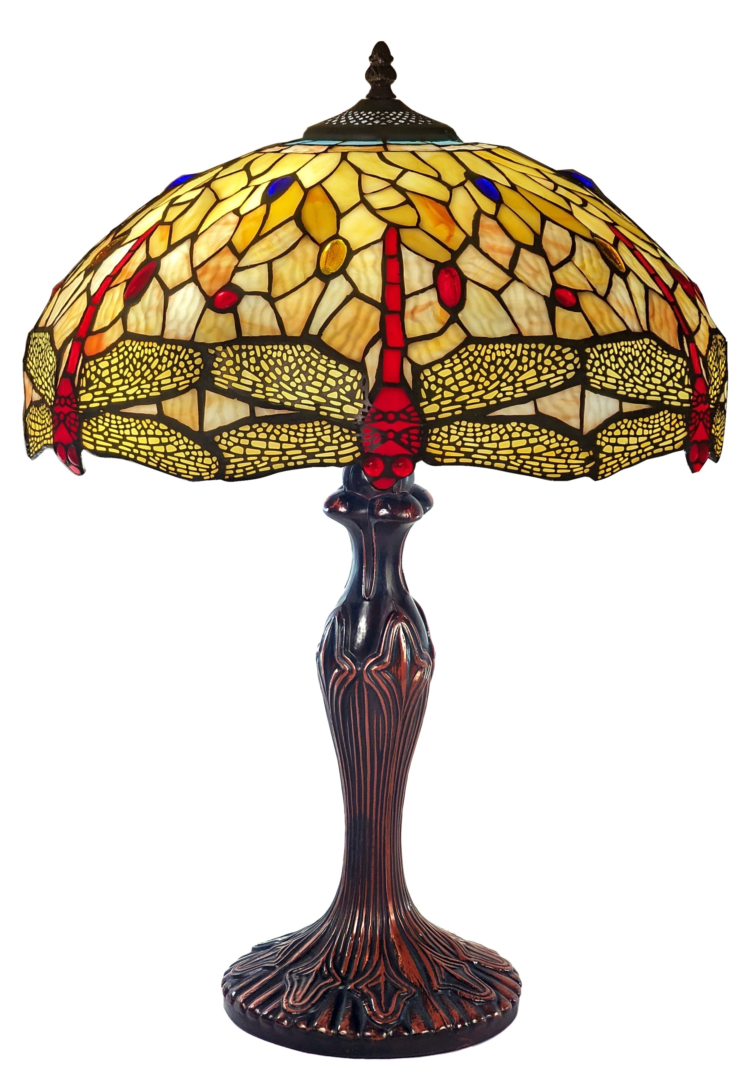 Large Dragonfly Tiffany Table Lamp 59cm -Yellow / Cream