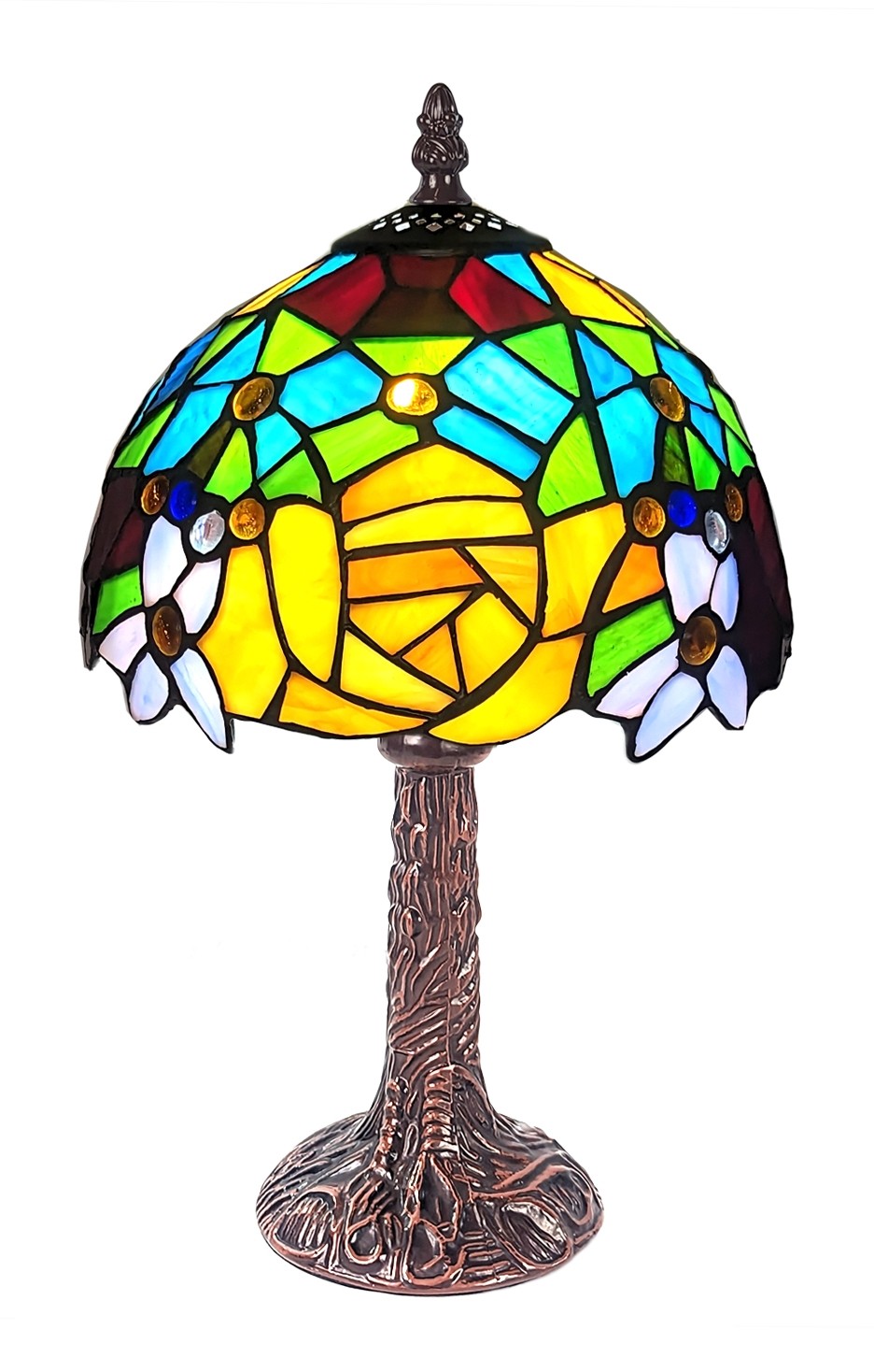 Rose & Snowdrop Tiffany Table Lamp (Small) 34cm 
