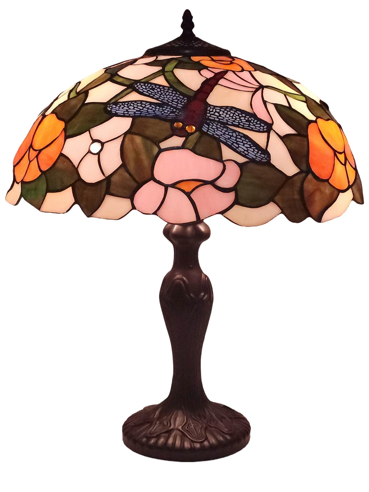 Flower and Dragonfly Tiffany Table Lamp 56cm (Large)