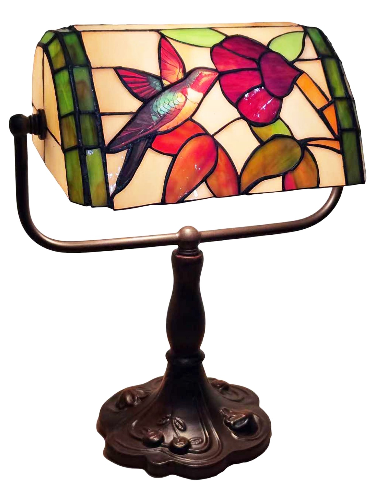 Bankers Lamp - Humming Bird Design 33cm  