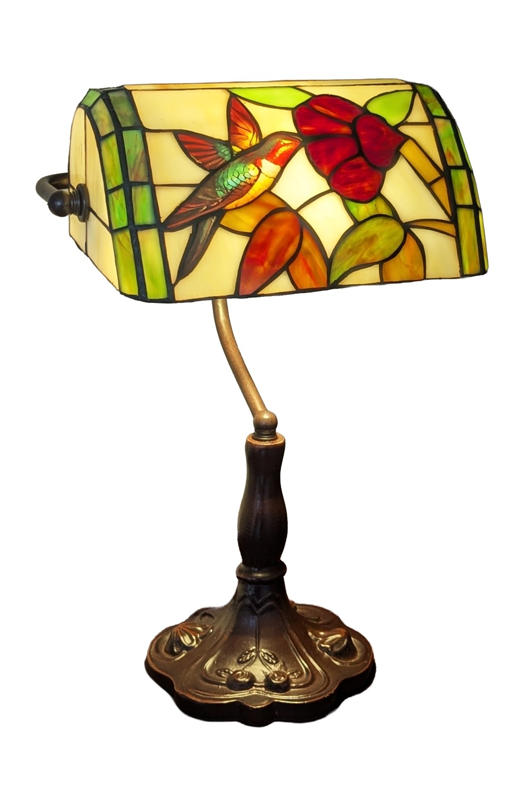 Bankers Lamp - Humming Bird Design 37cm  