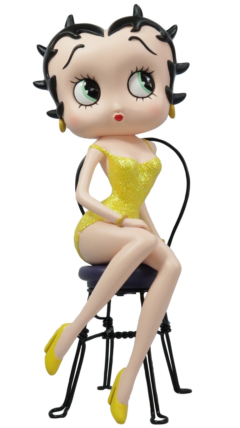 Betty Boop On Chair Yellow Glitter 32cm