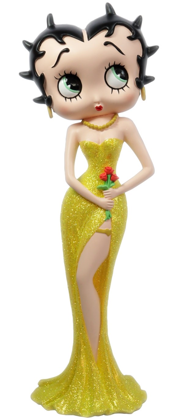 Betty Boop Holding Flowers Yellow Glitter Dress 38cm