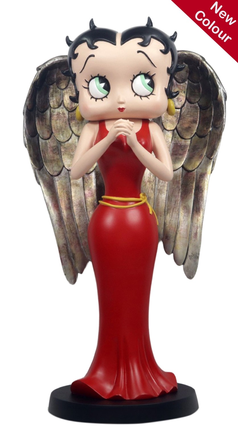 Betty Angel in Red Robe with Antique Gold Wings - 31cm 