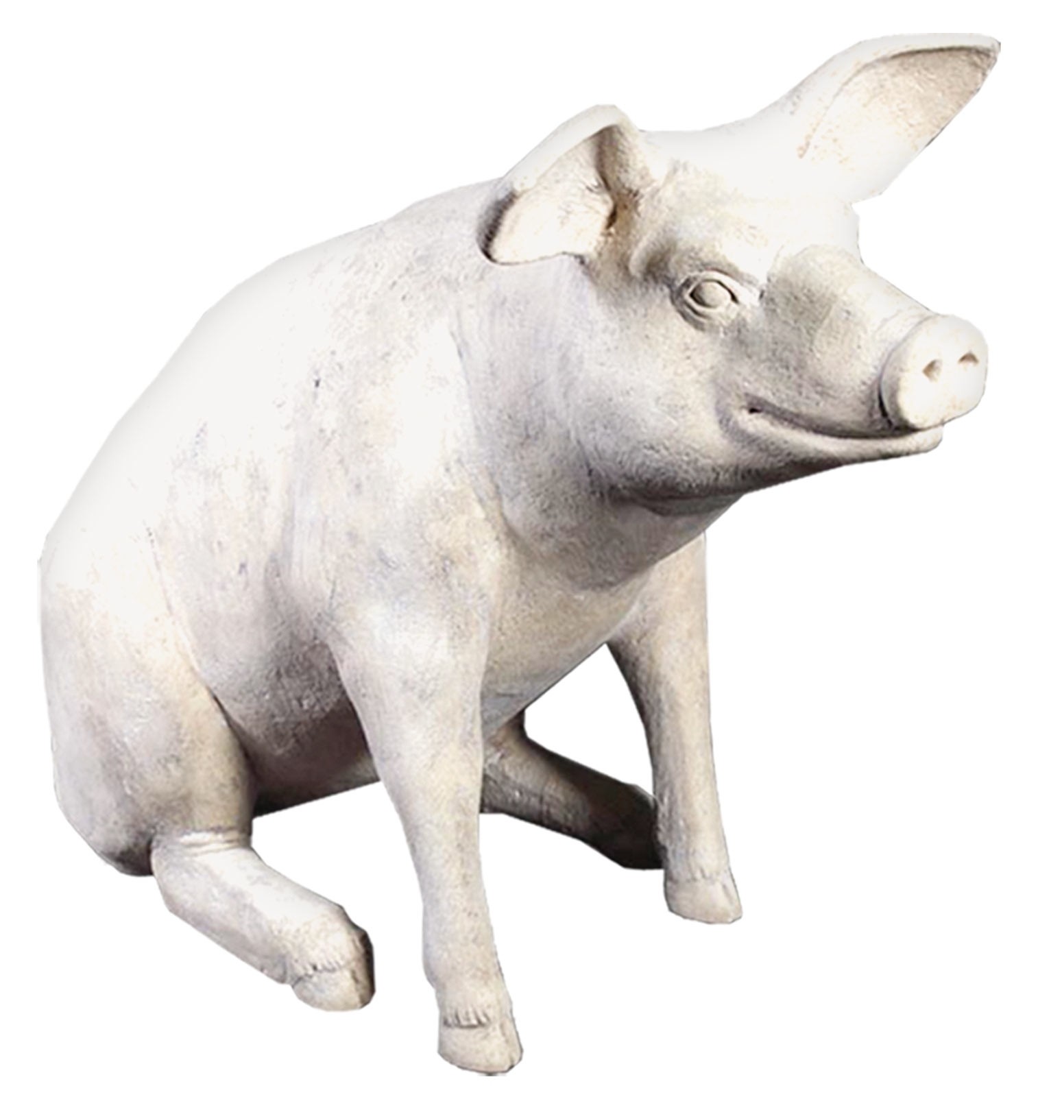 Large Sitting Pig 115cm Roman Stone Finish