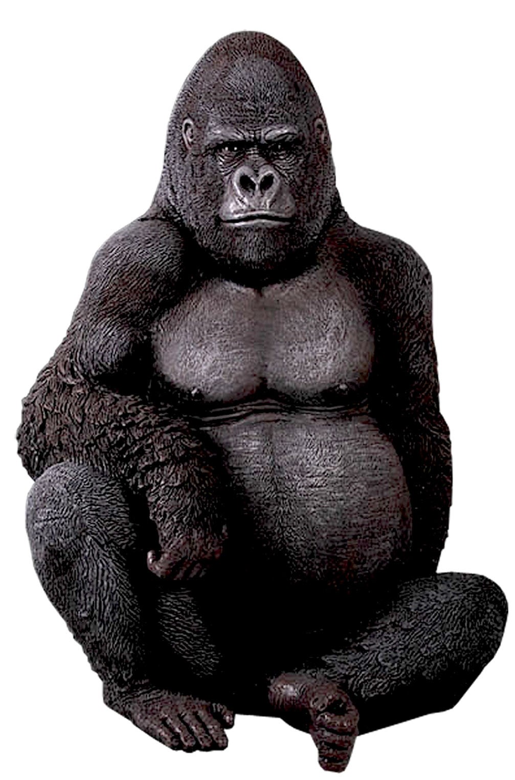 Silver Back Gorilla - 114cm - Black With Silver Finish