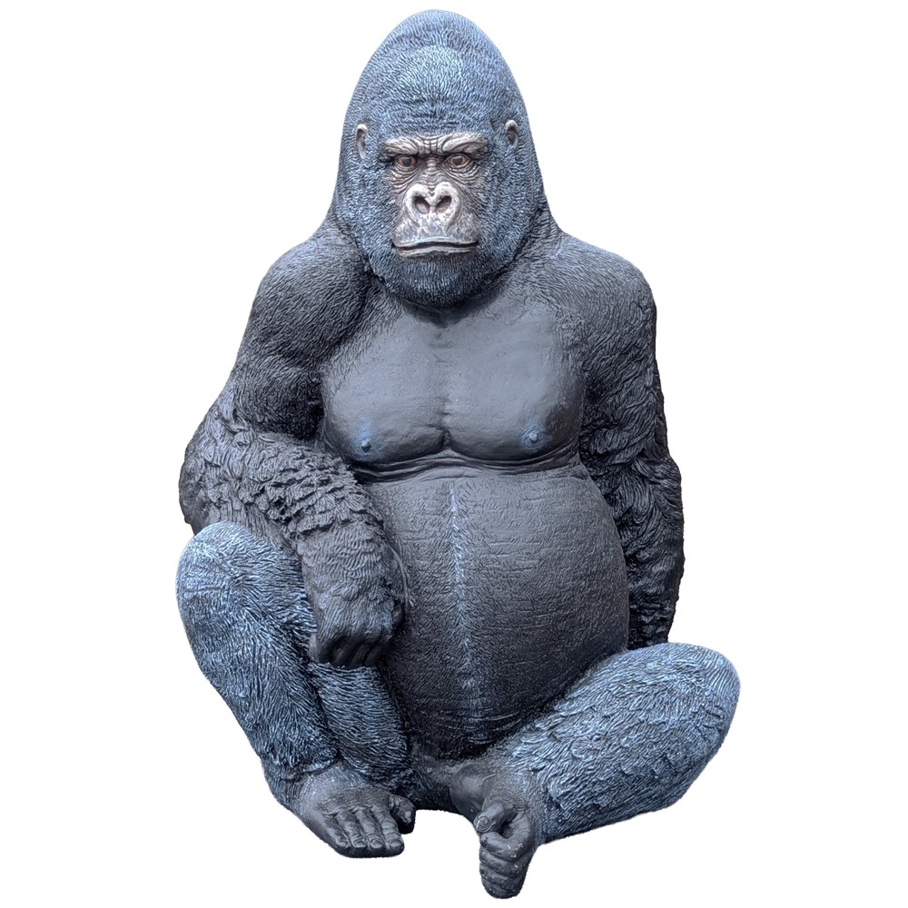 Silverback Gorilla - 114cm - Black With Silver Finish