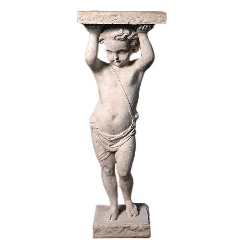 Cherub Pedestal - Roman Stone Finish - 106cm
