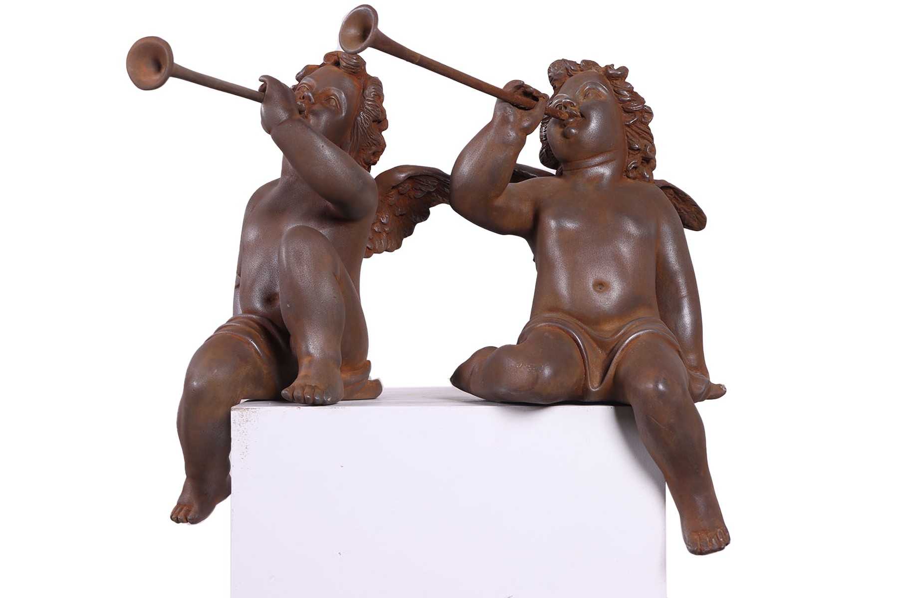 Cherubs Heralds - 43cm - Rust Finish
