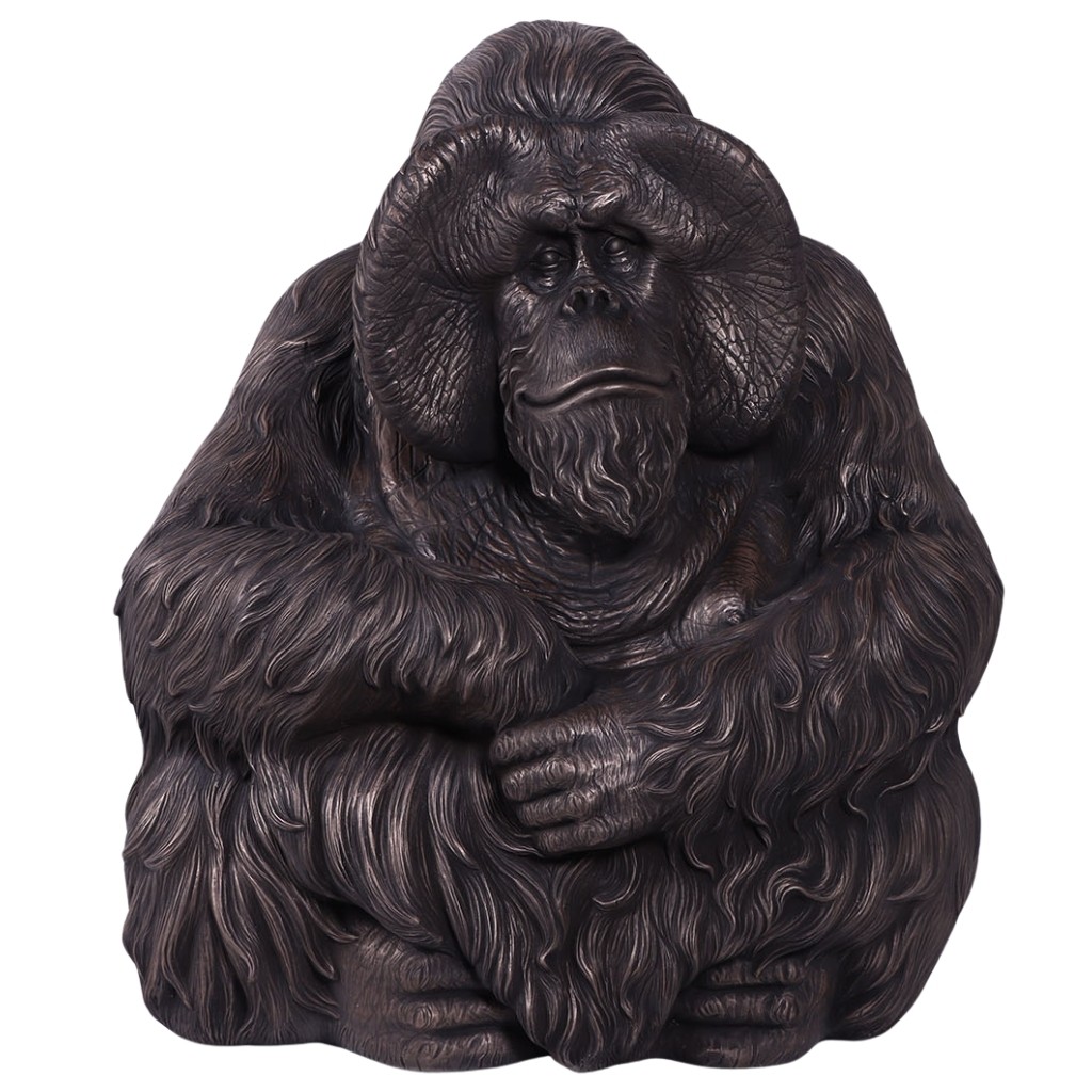 Sitting Orangutan - Bronze Finish - 87cm
