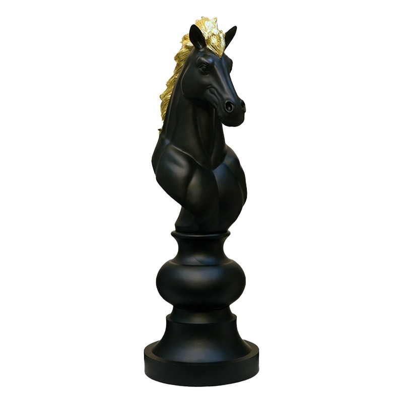 Chess Piece - Knight - Small - 97cm - Black and Gold Finish