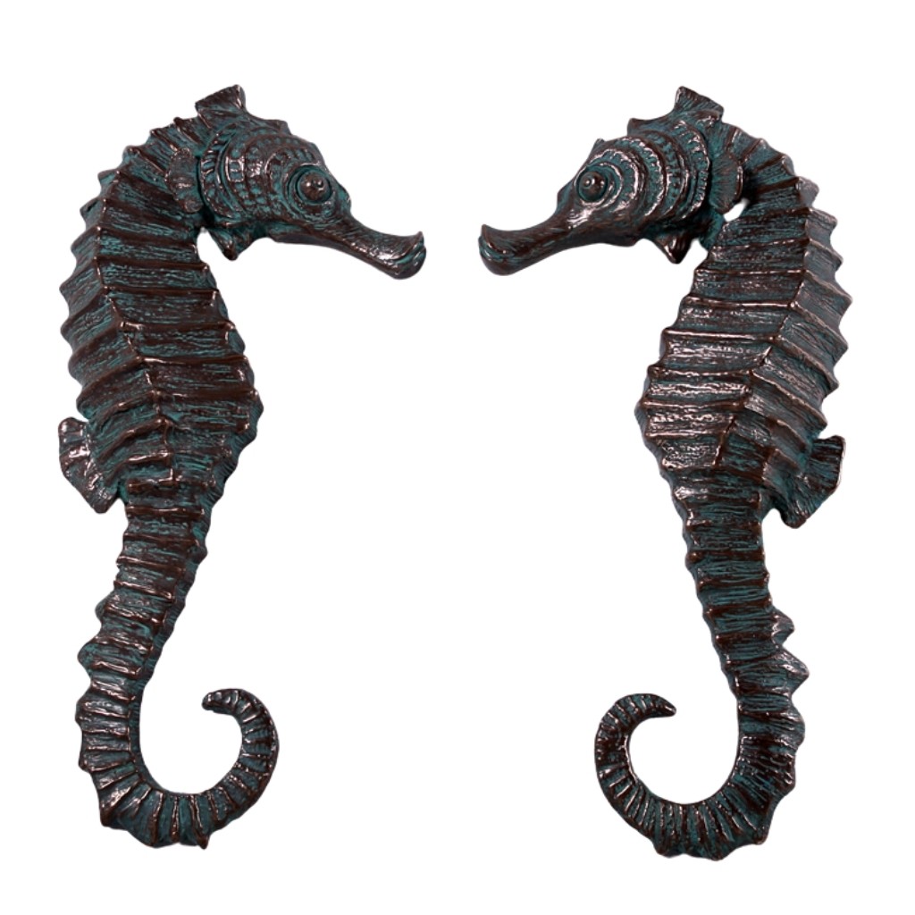 Set Of 2 Seahorse Wall Decor Garnish Bronze - 61cm