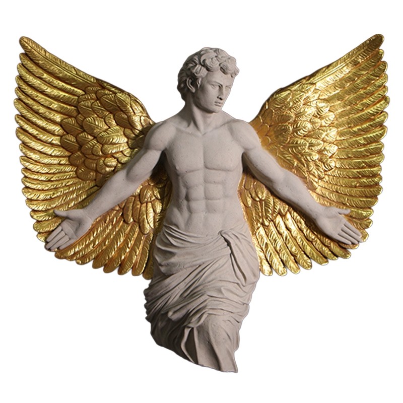 Lucifer Wall Art  Angel - 117cm - Roman Stone & Gold Leaf Finish