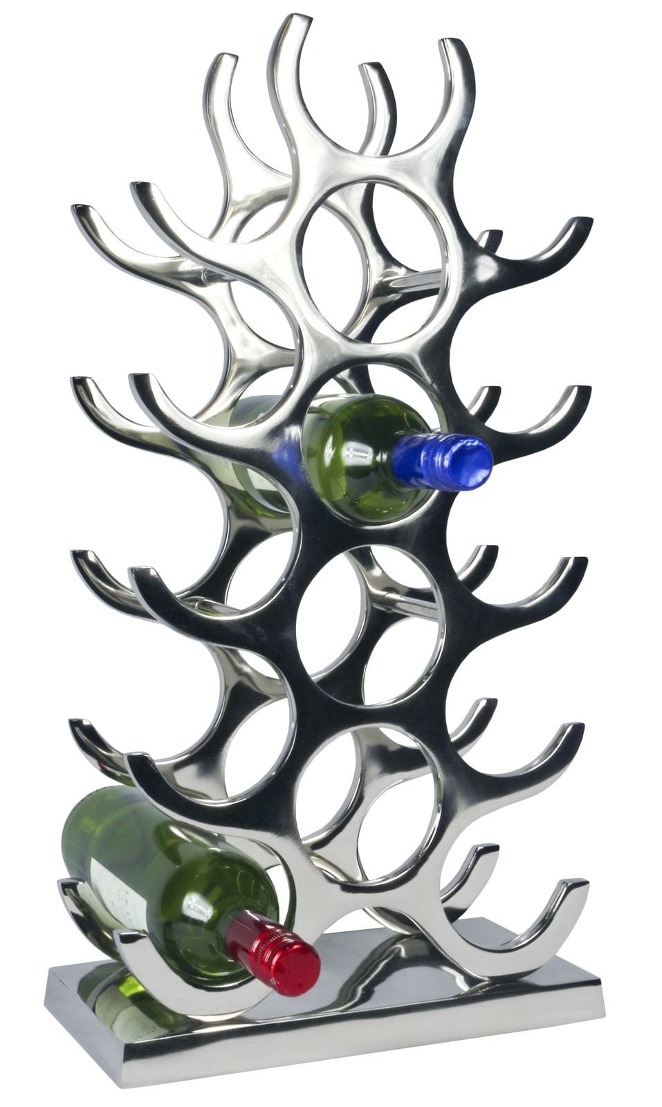 15 Bottle Wine Holder - Aluminium / Nickel Plated Finish 55.5cm