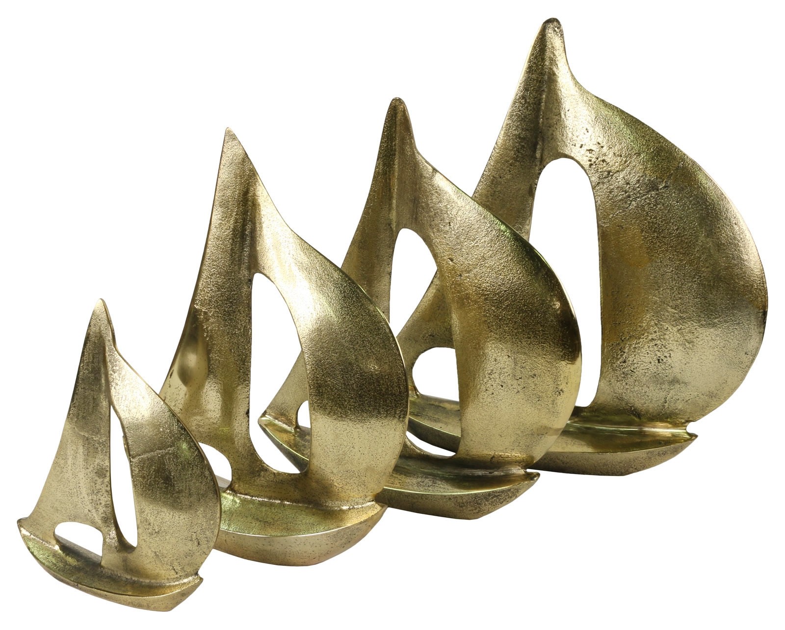 Cast Aluminium Set of 4 Yachts 40cm - Anodized Antique Brass Industrial Finish