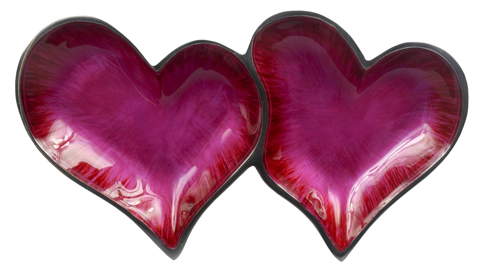 Aluminium Double Pink Hearts Dish 35cm
