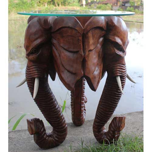 Wooden Elephant Head Table