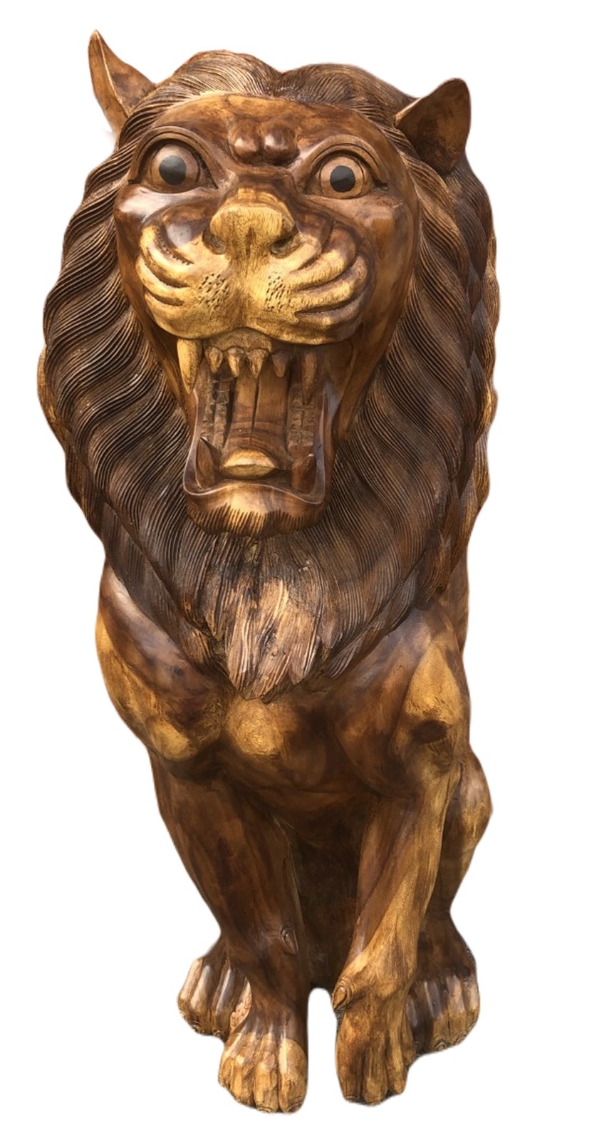 Hand Carved  Wooden Lion - Suar Wood - 103cm