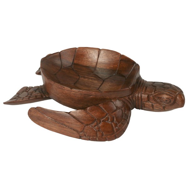 Hand Carved Wooden Turtle Walking Bowl 25cm