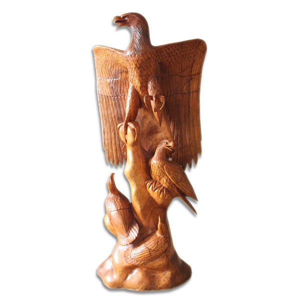 Wooden Eagle with 3 Eaglets 150cm